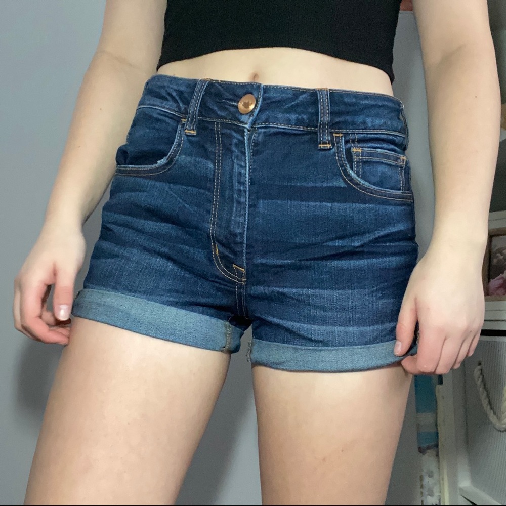 american eagle hi rise shortie shorts